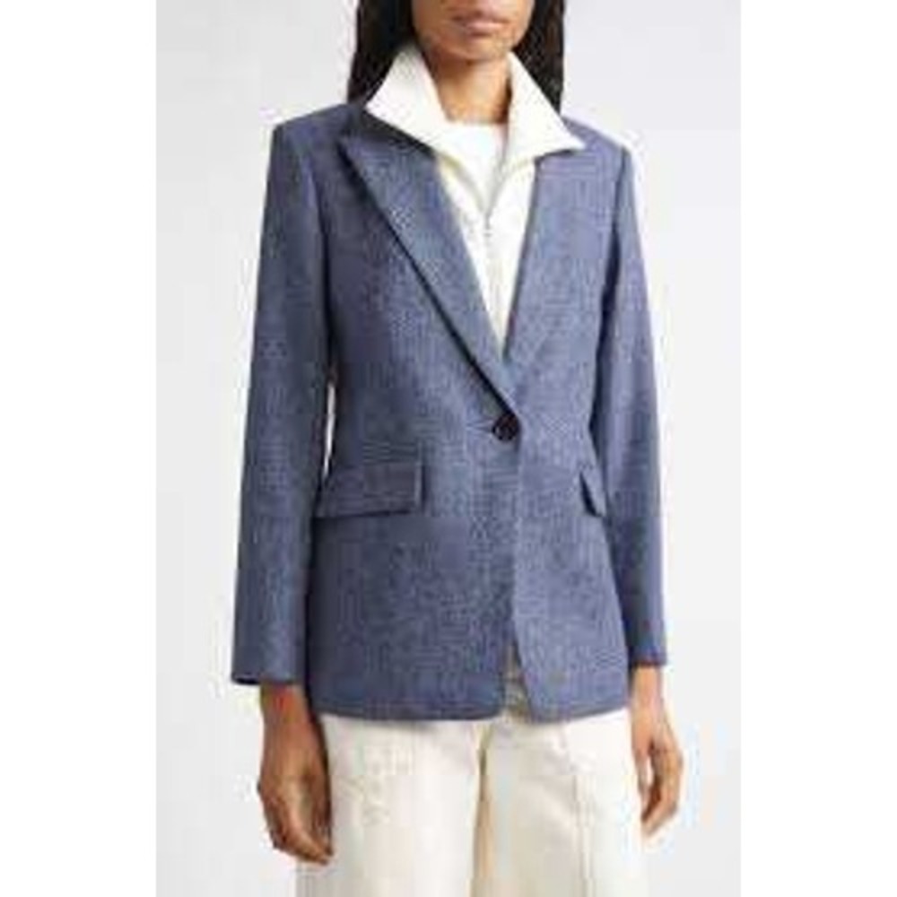 Veronica Beard 4 Herringbone Tweed Blazer Fitted Tailored Quiet Luxury Workwear